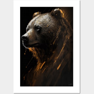 Bear Grizzly Portrait Animal Nature Wildlife Dark Painting Wild Spirit Posters and Art